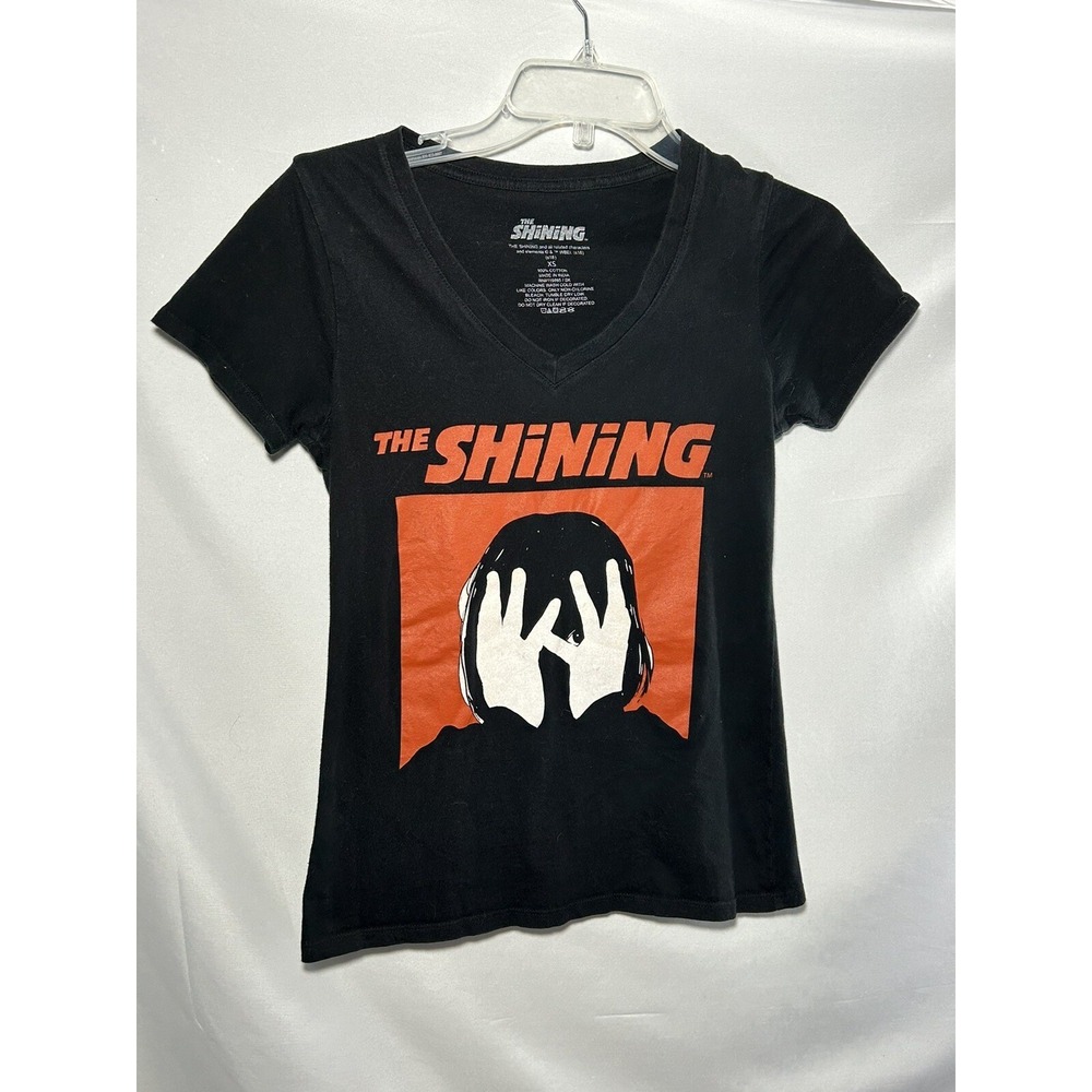 The Shining Horror Film Vneck‎ T-shirt Womens XS Movie Halloween Heres Johnny